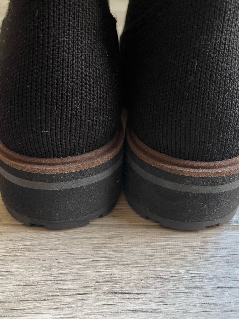 Rothy's The Laced Lug Boot In Black Onyx Adjustable Knit Merino Wool Blend SZ 9 - Picture 10 of 16